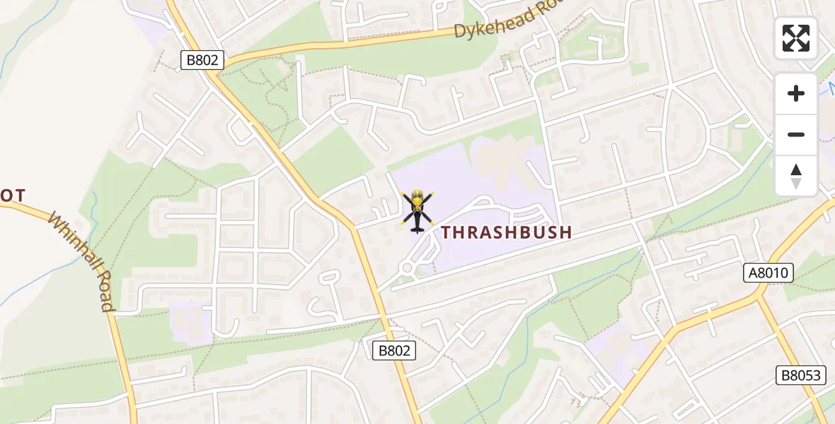 Flight path map showing Police Helicopter route from Airdrie to Airdrie