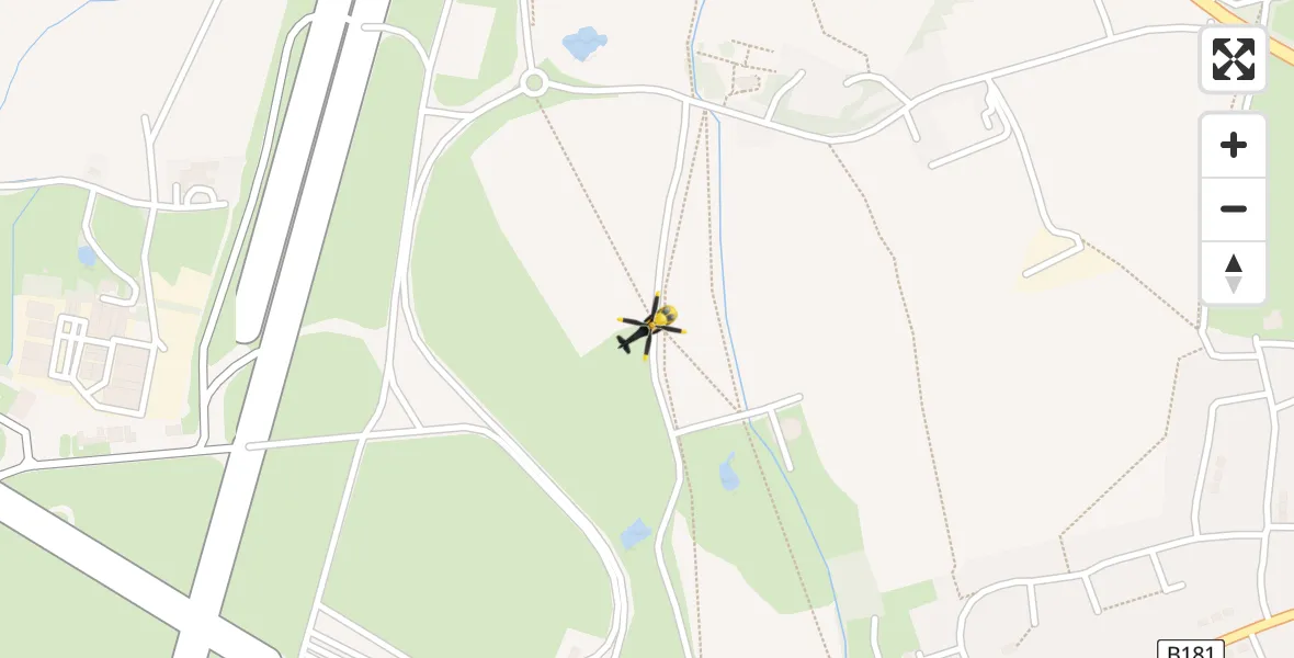 Flight path map showing Police Helicopter route from North Weald Airfield to North Weald Airfield