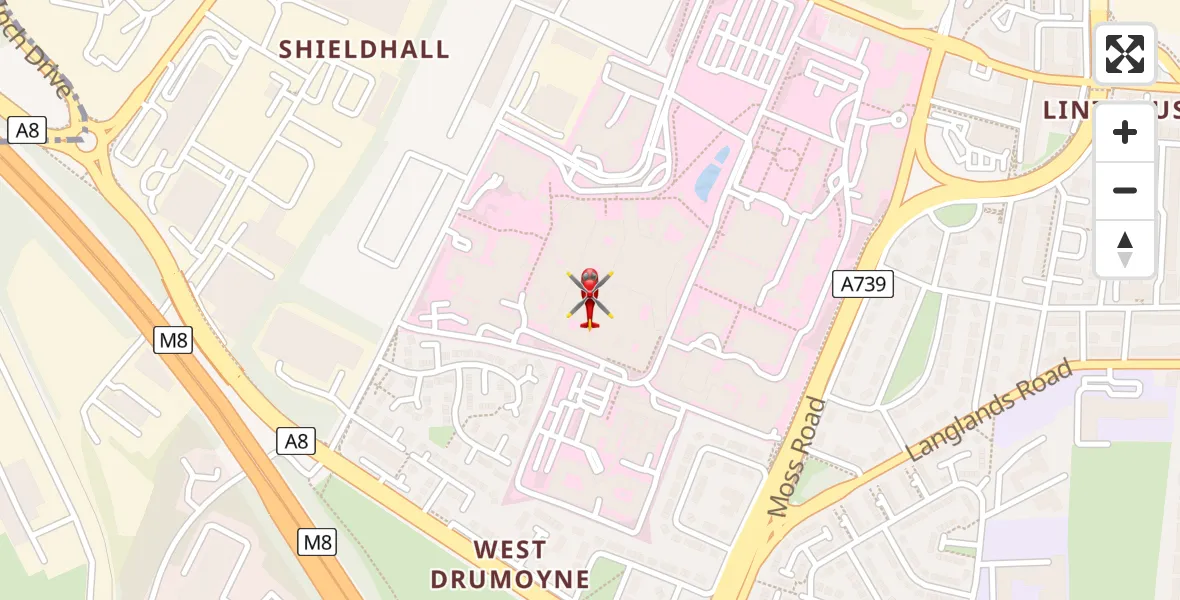 Flight route Air Ambulance Helicopter Queen Elizabeth Hospital - Queen Elizabeth Hospital, 30 April 2026, 11:08