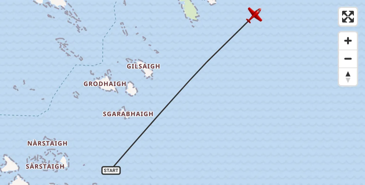 Flight path map showing Air Ambulance Aircraft route from Inner Seas to Inner Seas
