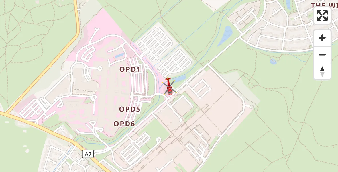 Flight path map showing Air Ambulance Helicopter route from Moredun to Moredun