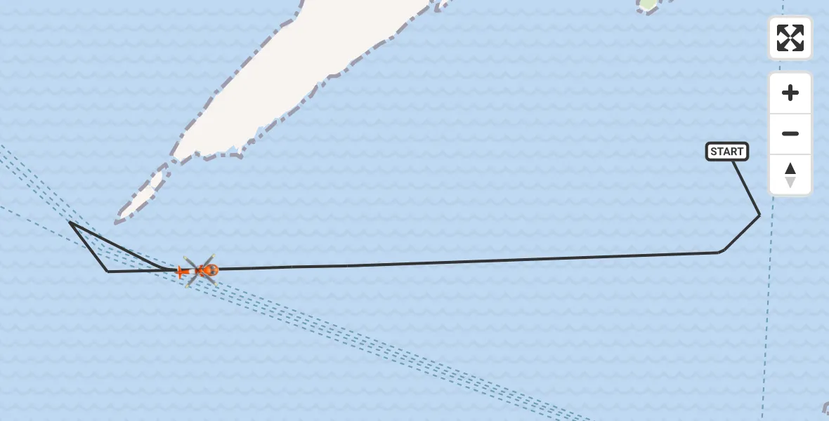 Flight path map showing Coastguard Helicopter route from Inner Seas to Inner Seas