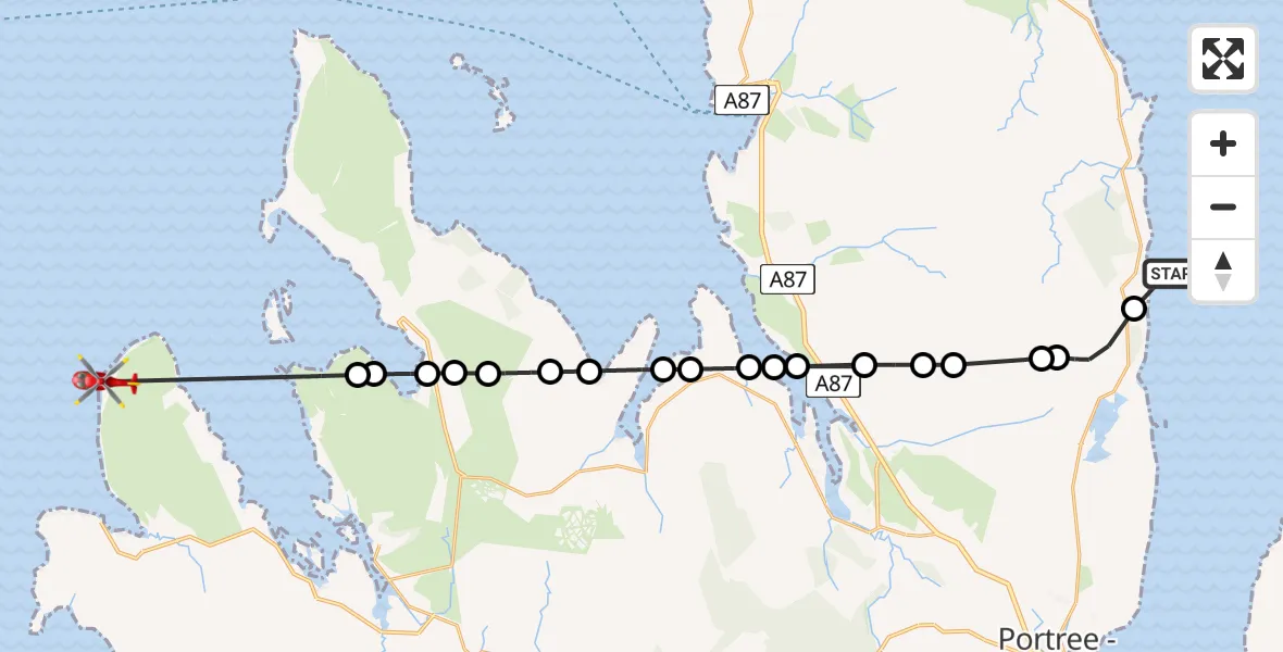 Flight route Air Ambulance Helicopter Inner Seas - Inner Seas, 30 April 2026, 14:49