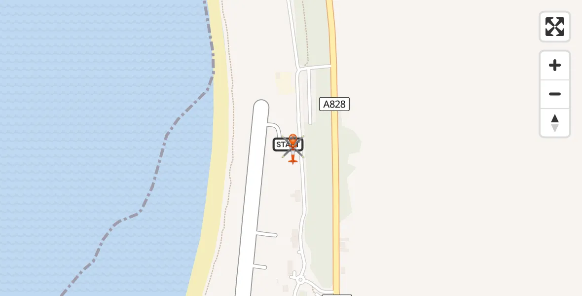 Flight path map showing Coastguard Helicopter route from Oban Airport to Oban Airport