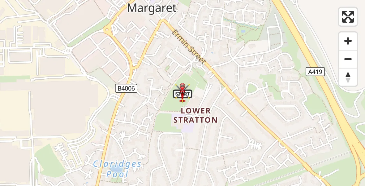 Flight route Air Ambulance Helicopter Stratton St. Margaret - Stratton St. Margaret, 30 April 2026, 16:33