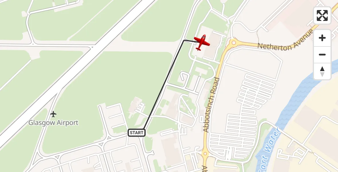 Flight route Air Ambulance Aircraft Glasgow Airport - Glasgow Airport, 30 April 2026, 18:05