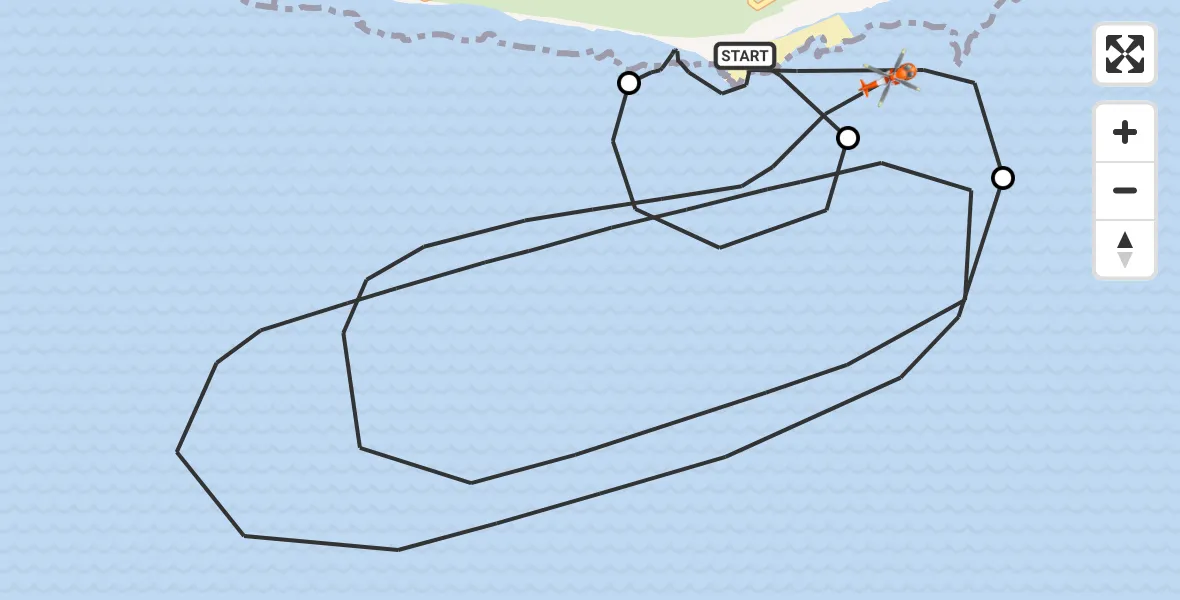 Flight path map showing Coastguard Helicopter route from Eastbourne to Eastbourne