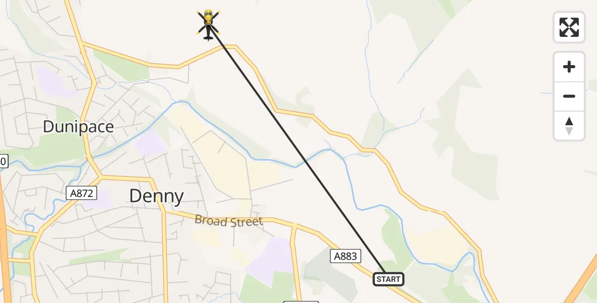 Flight route Police Helicopter Falkirk - Dunipace, 30 April 2026, 18:52