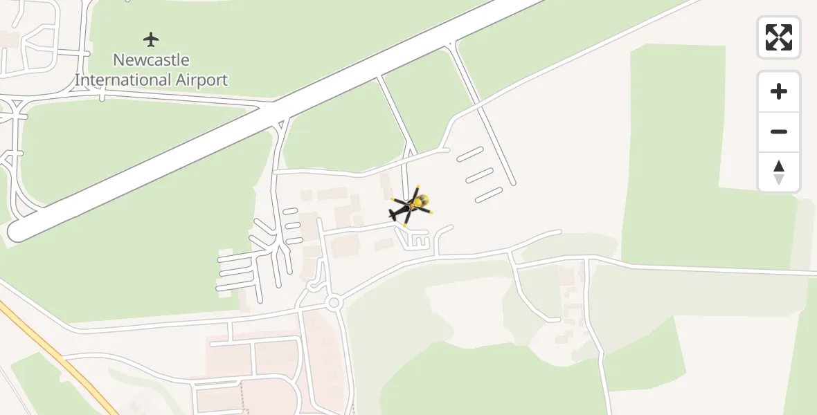 Flight route Police Helicopter Newcastle International Airport - Newcastle International Airport, 01 May 2026, 01:16