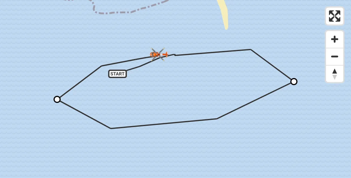 Flight path map showing Coastguard Helicopter route from New Forest to New Forest