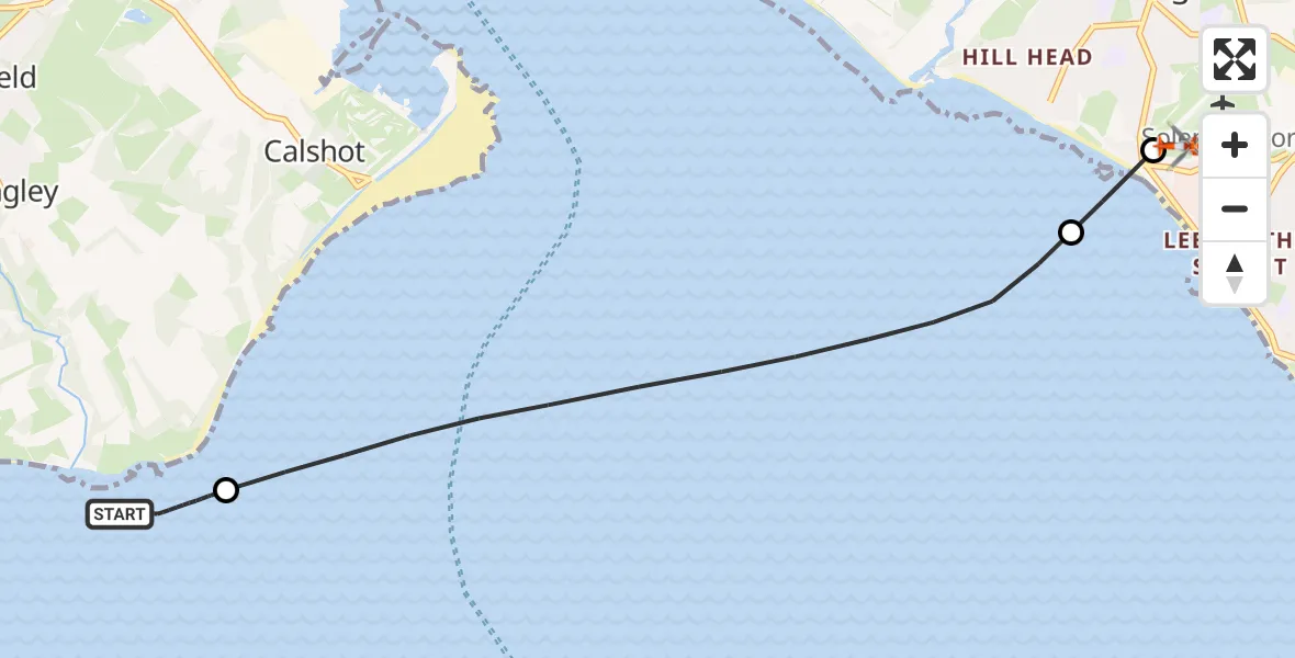 Flight path map showing Coastguard Helicopter route from New Forest to Solent Airport