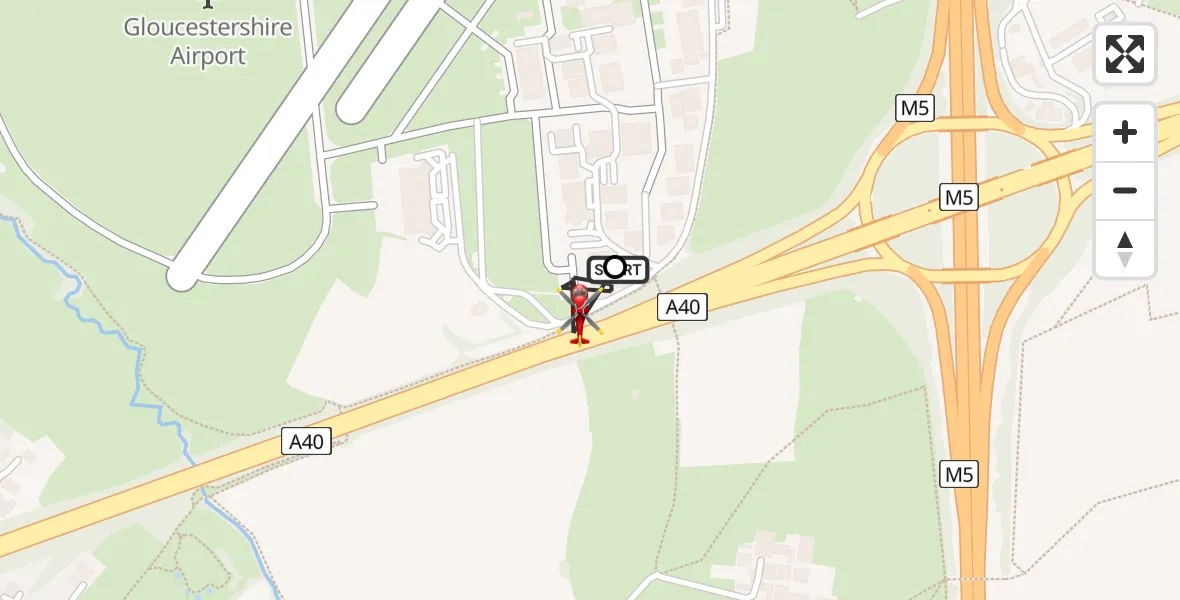 Flight route Air Ambulance Helicopter Gloucestershire Airport - Gloucestershire Airport, 01 May 2026, 11:08