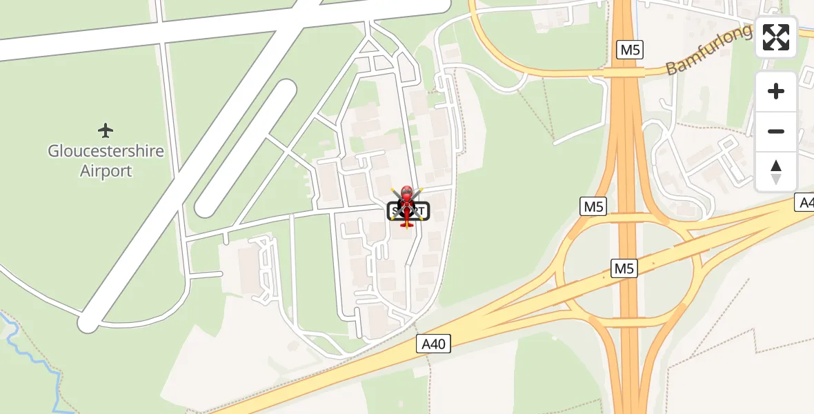 Flight route Air Ambulance Helicopter Gloucestershire Airport - Gloucestershire Airport, 01 May 2026, 11:09