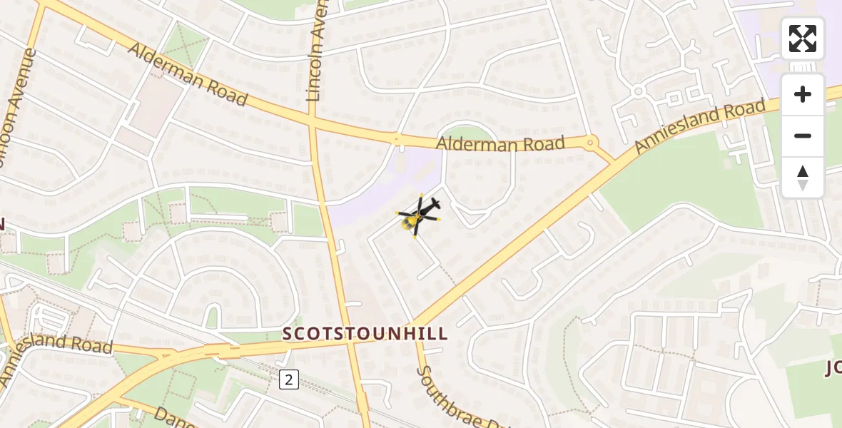 Flight path map showing Police Helicopter route from Glasgow to Glasgow