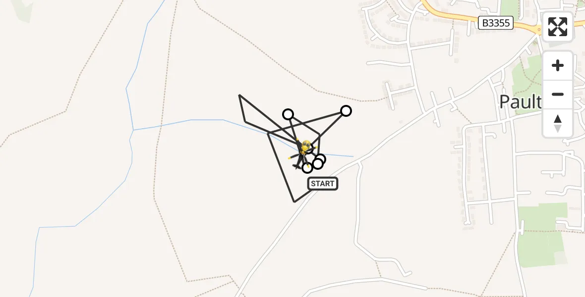 Flight path map showing Police Helicopter route from Farrington Gurney to Farrington Gurney