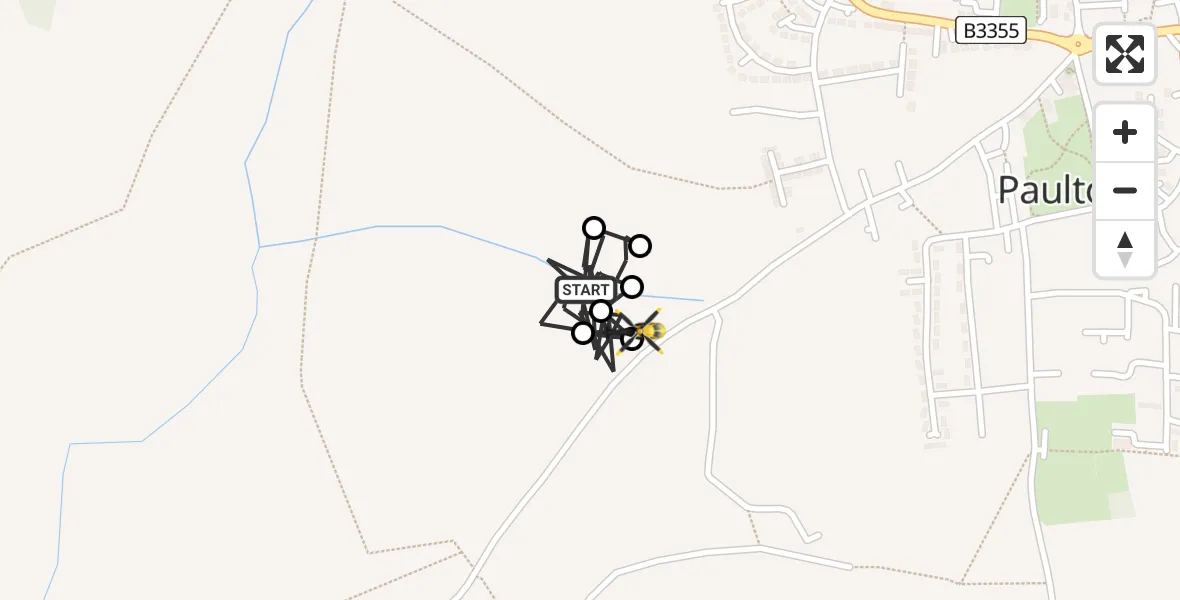 Flight path map showing Police Helicopter route from Farrington Gurney to Paulton