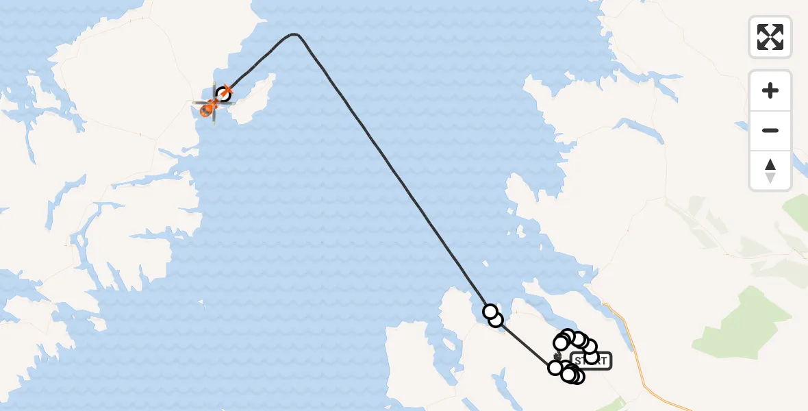 Flight path map showing Coastguard Helicopter route from Dundonnell to Mealabost