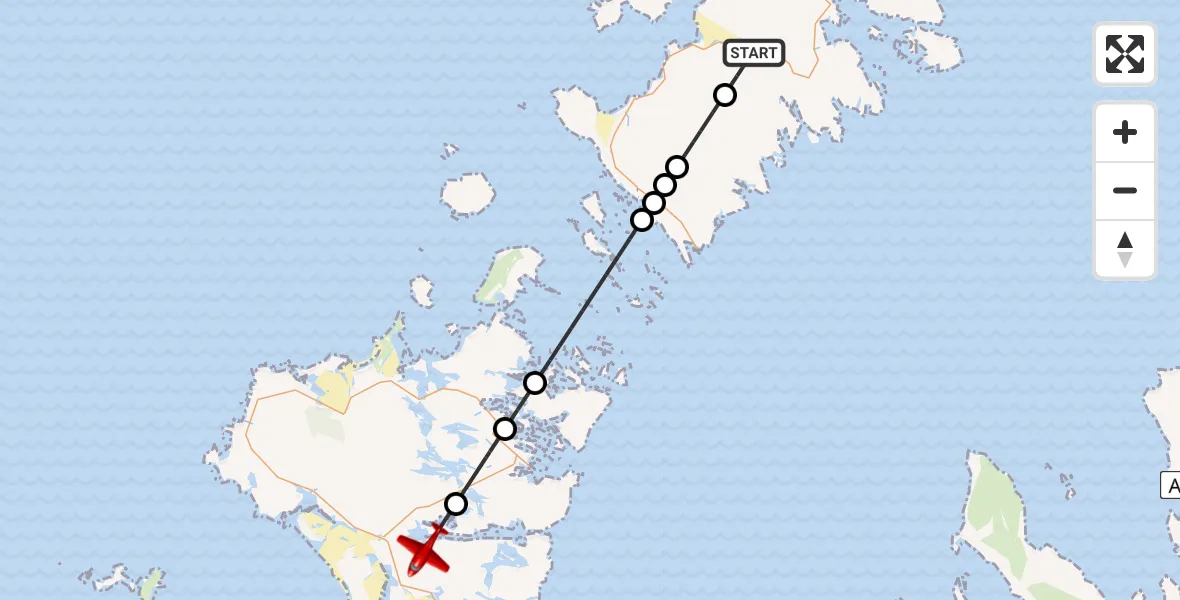 Flight path map showing Air Ambulance Aircraft route from Na h-Eileanan Siar to Loch Euphort