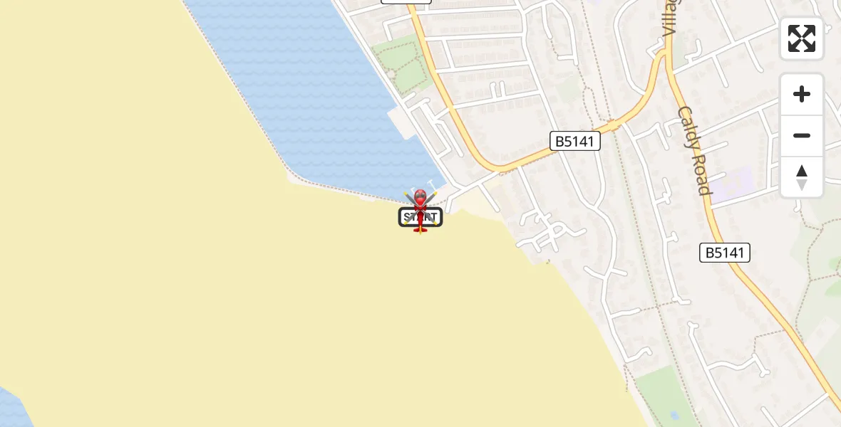 Flight path map showing Air Ambulance Helicopter route from West Kirby to West Kirby