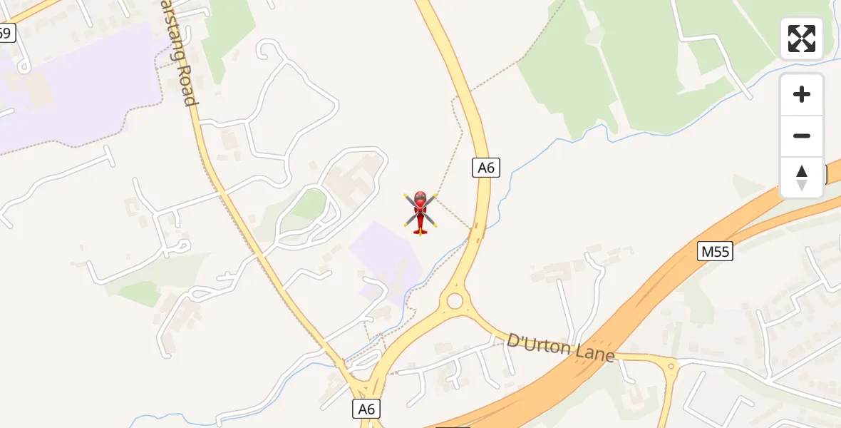 Flight path map showing Air Ambulance Helicopter route from Broughton to Broughton
