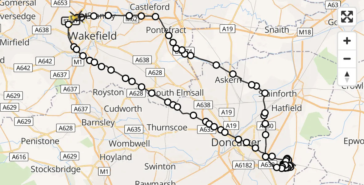 Flight path map showing Police Helicopter route from East Ardsley to Lawns