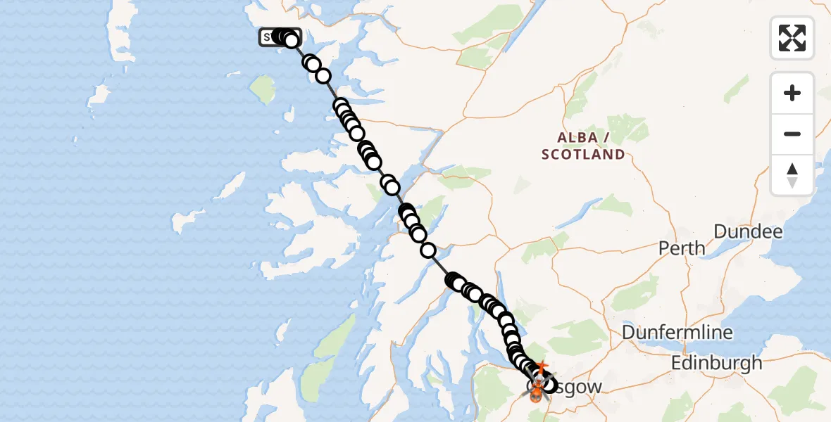 Routekaart van de vlucht: Coastguard Helicopter to Glasgow Airport