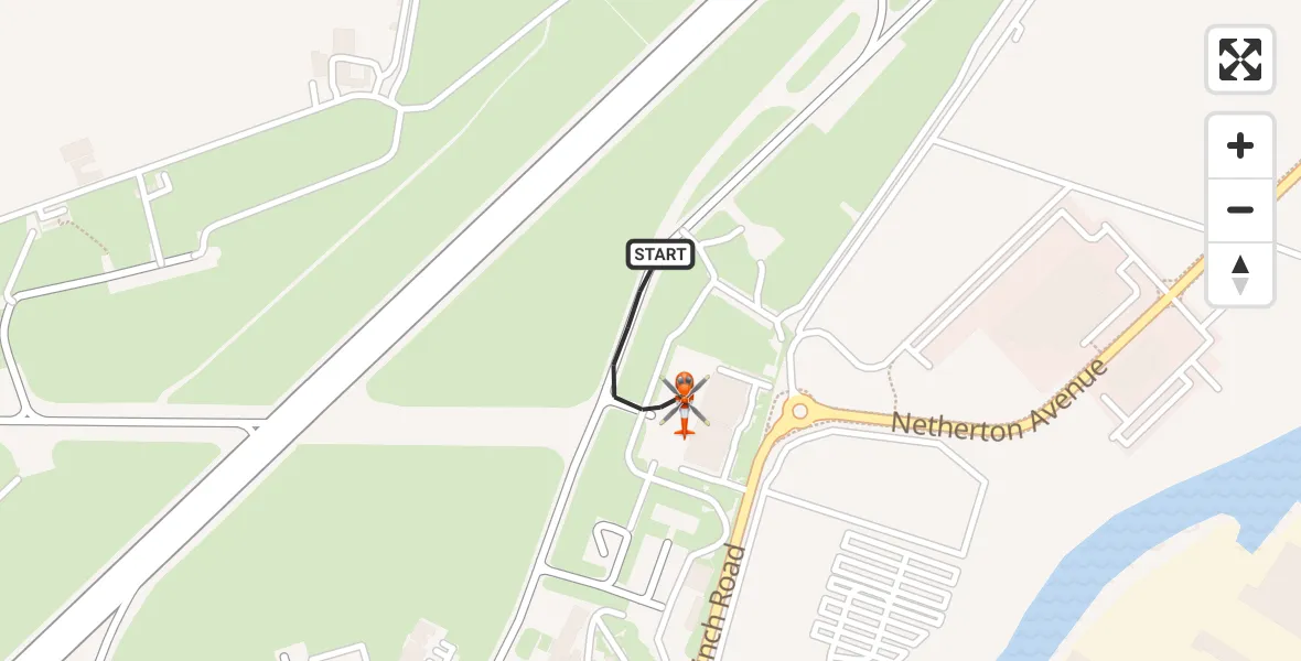 Flight path map showing Coastguard Helicopter route from Glasgow Airport to Glasgow Airport