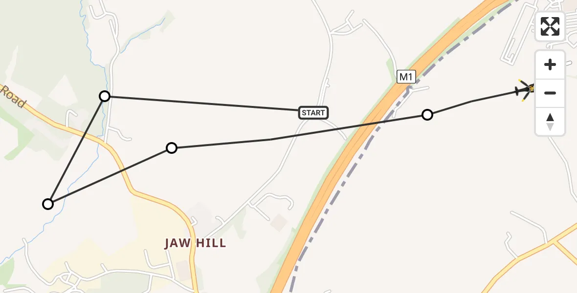 Flight path map showing Police Helicopter route from East Ardsley to East Ardsley