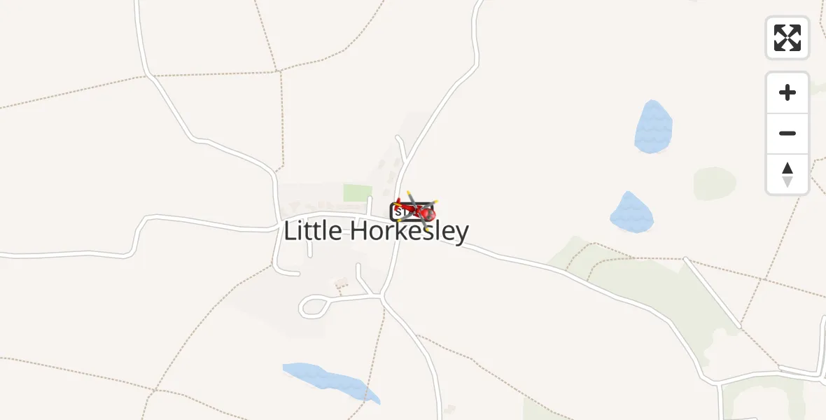 Flight path map showing Air Ambulance Helicopter route from Little Horkesley to Little Horkesley