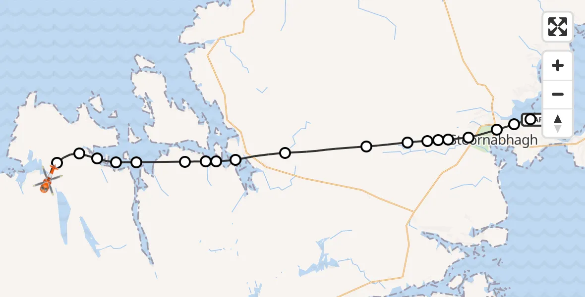 Flight route Coastguard Helicopter Stornoway Airport - Eadar Dhà Fhadhail, 03 May 2026, 10:58