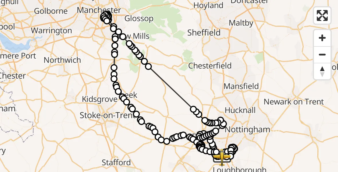 Flight route Police Aircraft East Midlands Airport - East Midlands Airport, 03 May 2026, 12:41