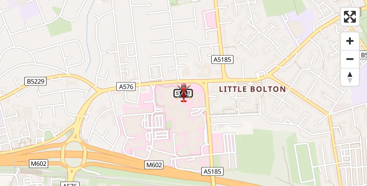 Flight path map showing Air Ambulance Helicopter route from Eccles to Eccles