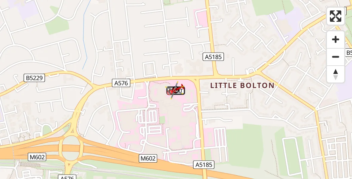 Flight path map showing Air Ambulance Helicopter route from Eccles to Eccles