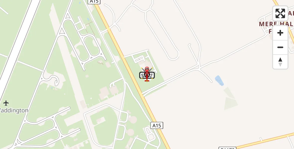 Flight route Air Ambulance Helicopter RAF Waddington - North Kesteven, 03 May 2026, 15:44