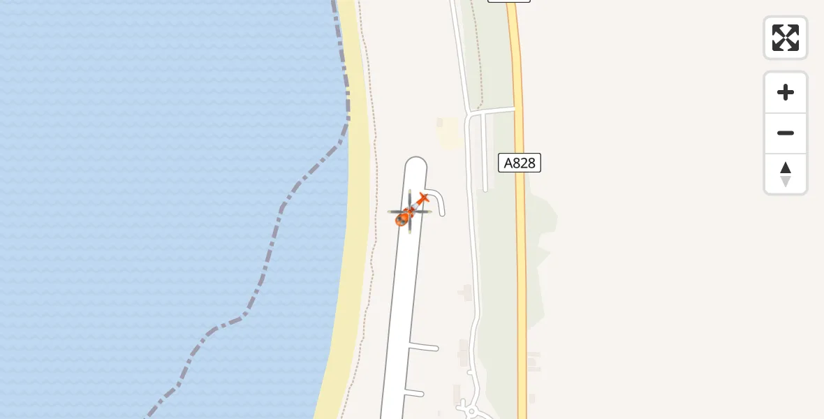 Flight path map showing Coastguard Helicopter route from Oban Airport to Oban Airport