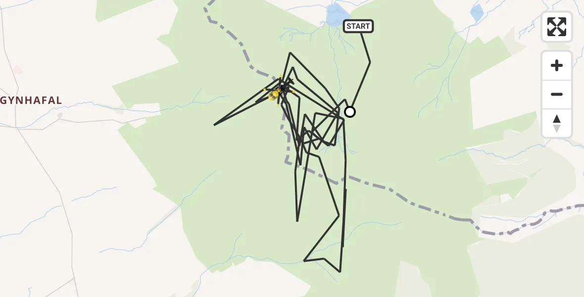 Flight path map showing Police Helicopter route from Cilcain to Llangynhafal