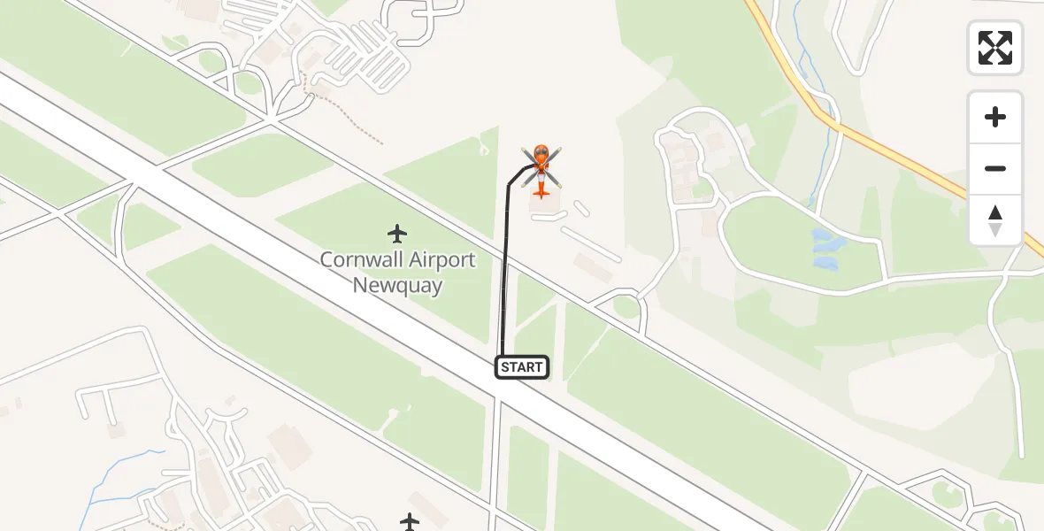 Flight route Coastguard Helicopter Cornwall Airport Newquay - Cornwall Airport Newquay, 03 May 2026, 21:11