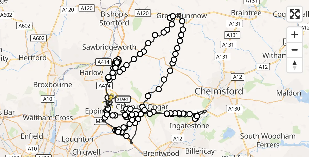 Flight route Police Helicopter Epping Forest - North Weald Airfield, 04 May 2026, 10:24