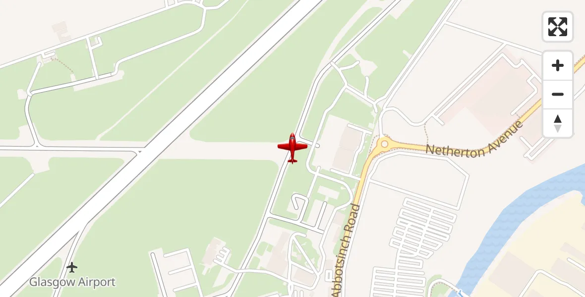 Flight path map showing Air Ambulance Aircraft route from Glasgow Airport to Glasgow Airport