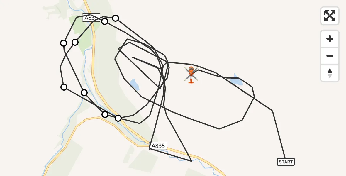 Flight path map showing Coastguard Helicopter route from Highland to Highland