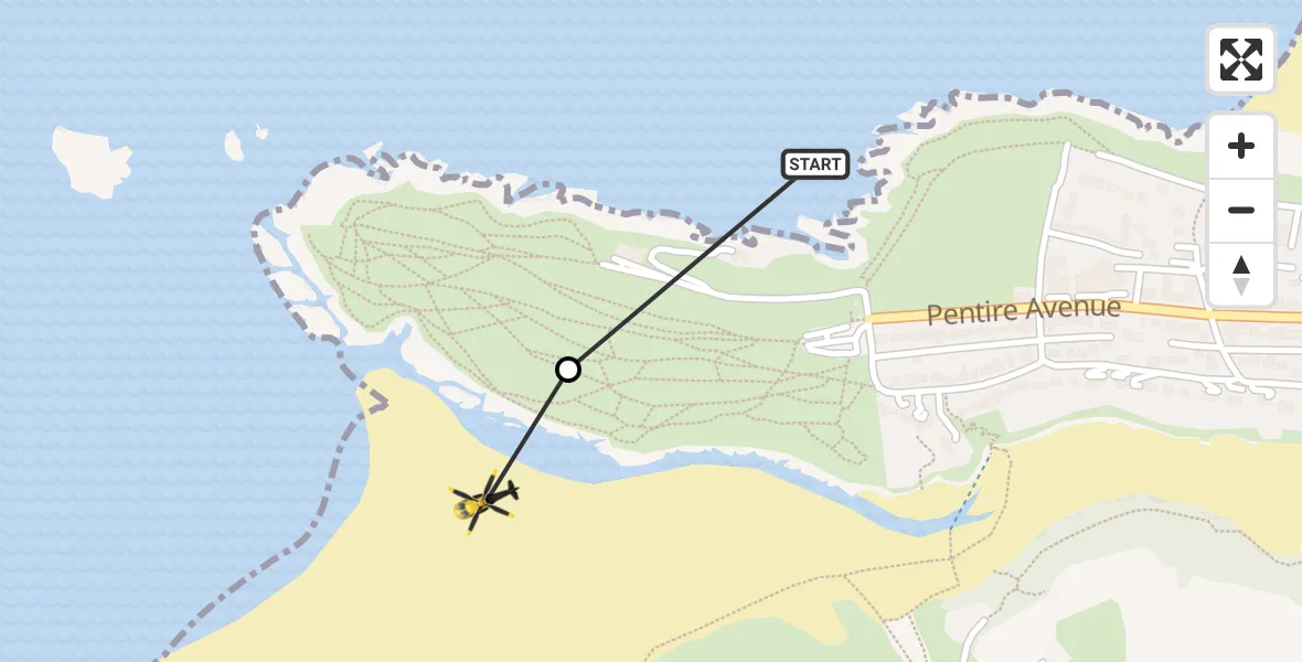 Flight route Police Helicopter Newquay - Crantock, 04 May 2026, 16:22