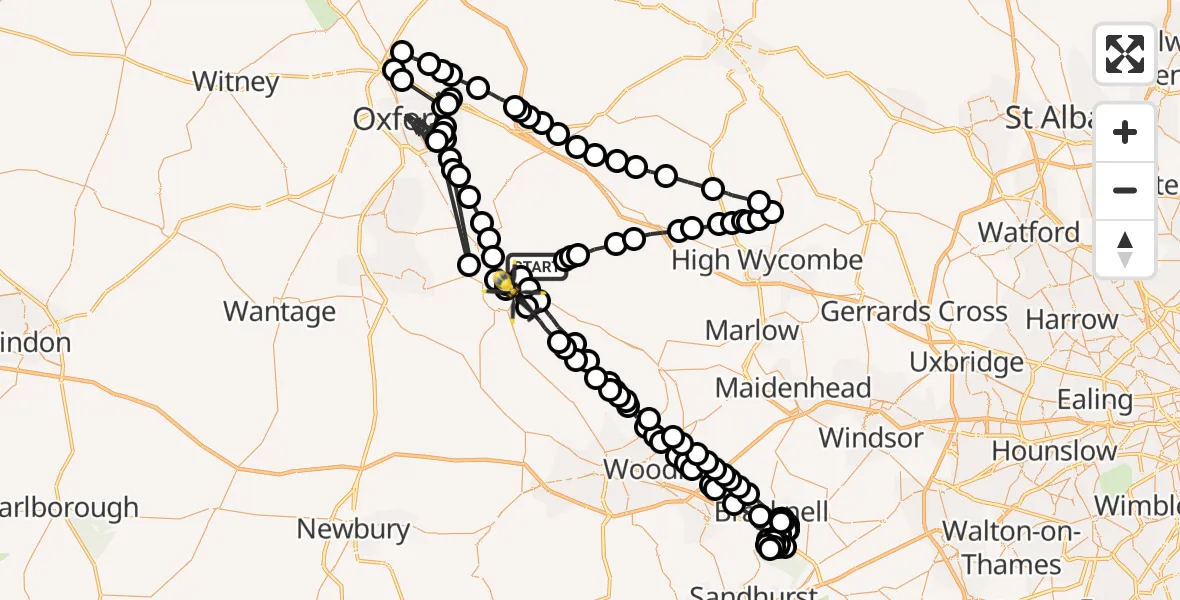 Flight route Police Helicopter Ewelme - Crowmarsh Gifford, 04 May 2026, 16:38