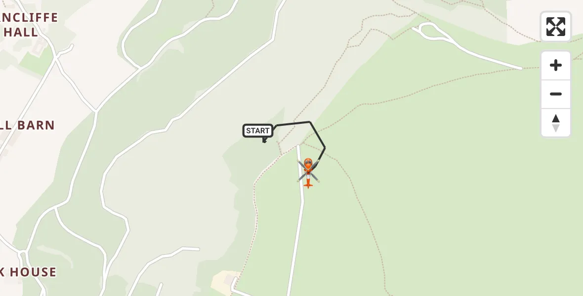 Flight path map showing Coastguard Helicopter route from Osmotherley to Osmotherley