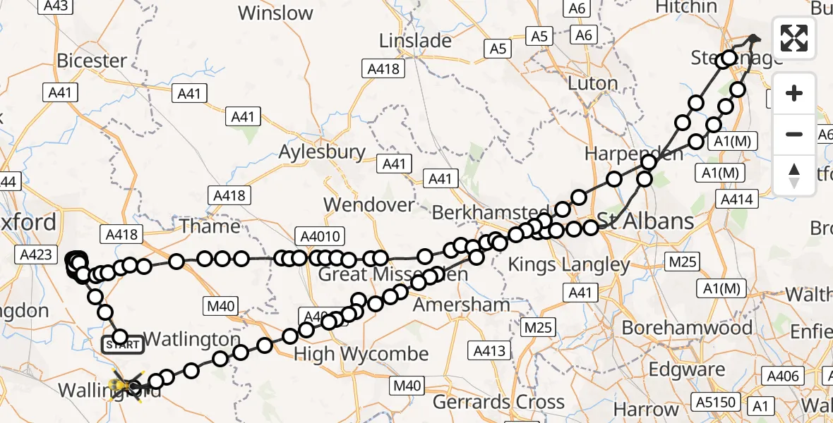 Flight route Police Helicopter Berrick Salome - Crowmarsh Gifford, 04 May 2026, 19:22