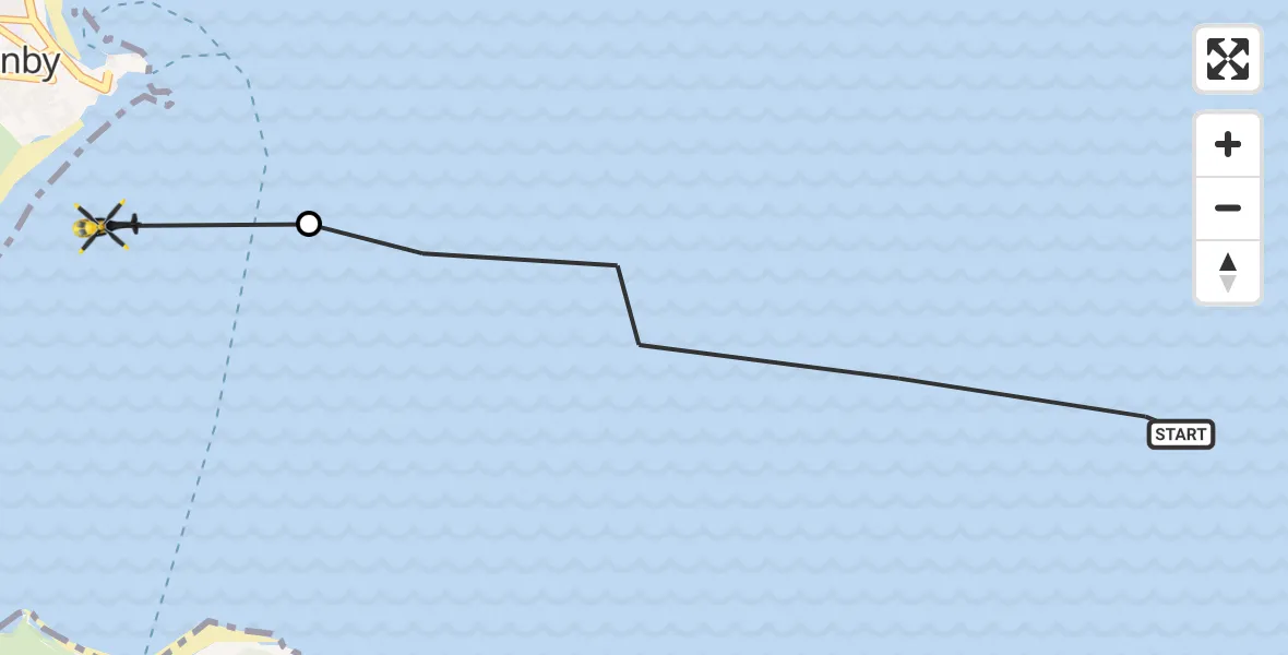 Flight path map showing Police Helicopter route from Bristol Channel to Tenby