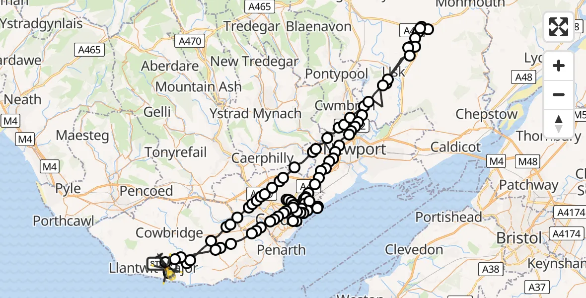 Flight route Police Helicopter Llanmaes - Boverton, 05 May 2026, 00:34