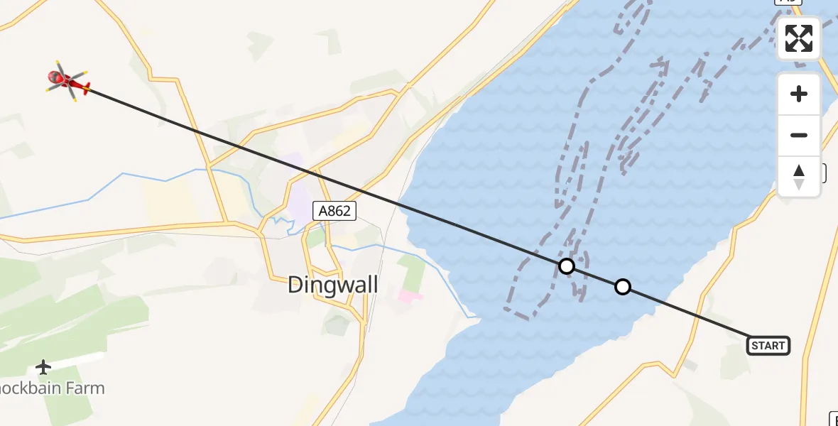 Flight route Air Ambulance Helicopter Highland - Dingwall, 05 May 2026, 09:09