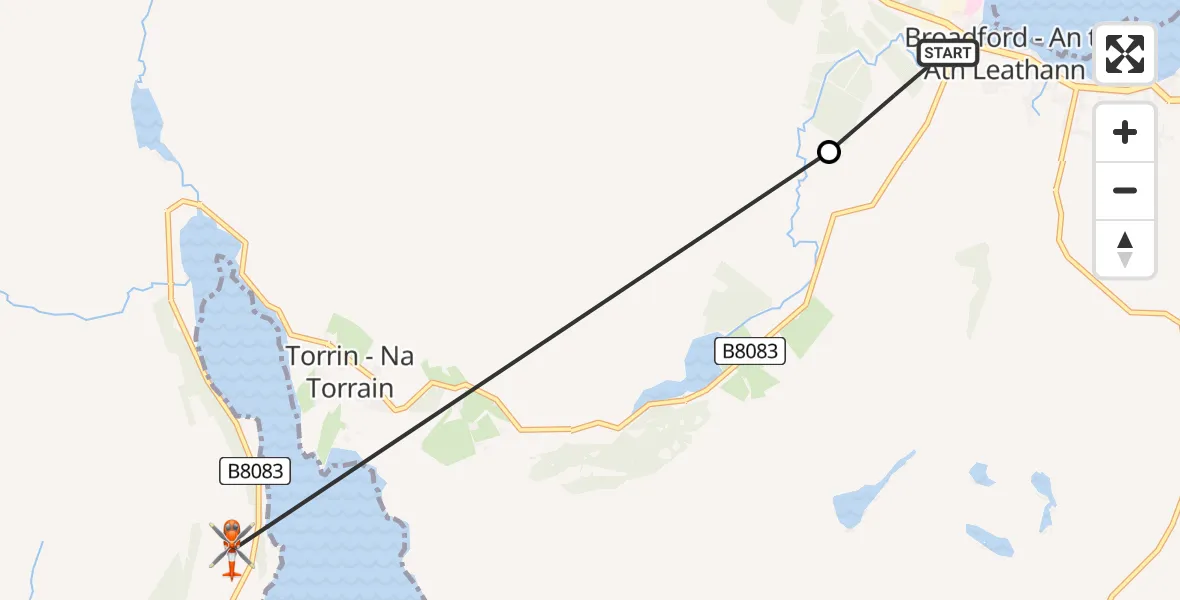 Flight route Coastguard Helicopter Broadford - An t-Àth Leathann - Torrin - Na Torrain, 05 May 2026, 09:33