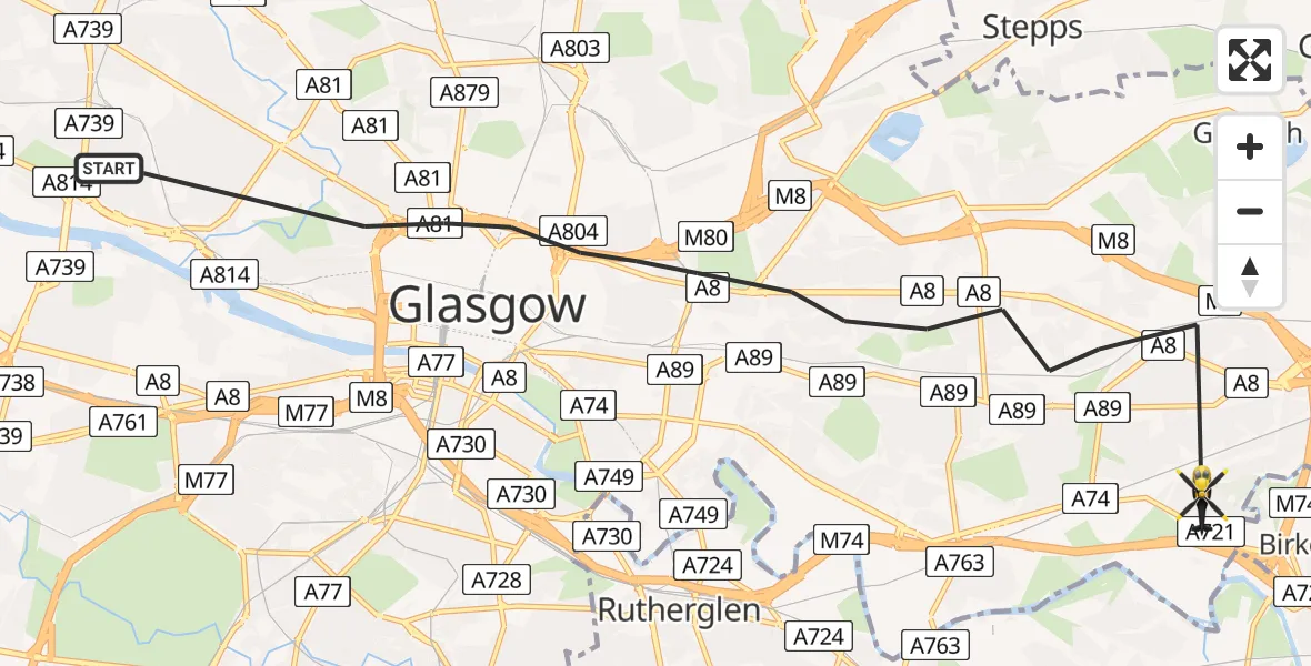 Flight route Police Helicopter Glasgow - Glasgow, 05 May 2026, 10:41