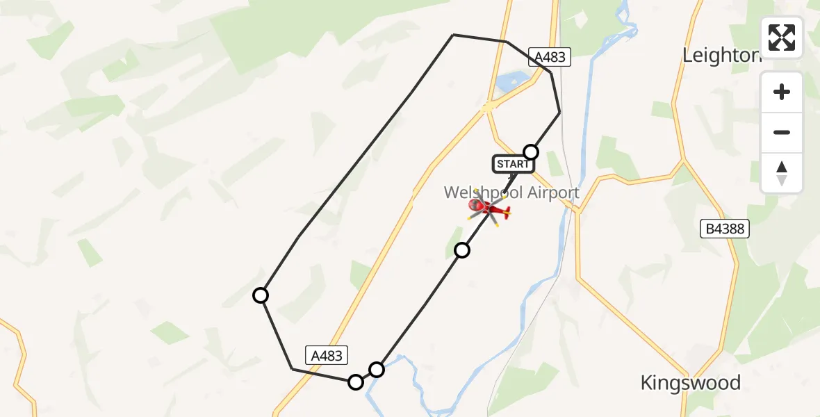 Flight route Air Ambulance Helicopter Welshpool Airport - Welshpool Airport, 05 May 2026, 11:06